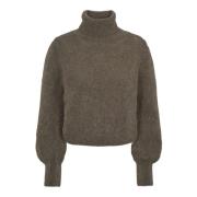 American Dreams Alpacka Rollneck Tröja Mörk Taupe Gray, Dam