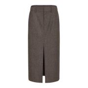 Heartmade Midi Kjol med Fram Slits Brun Brown, Dam