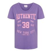 American Dreams Vintage Bomull Tee med Grafisk Print Purple, Dam