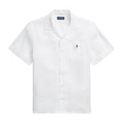 Ralph Lauren Vit Classic Fit Linne Camp Skjorta White, Herr