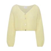 American Dreams Ljusgul Kort Mohair Cardigan Yellow, Dam