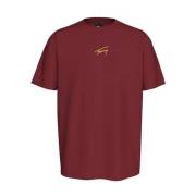 Tommy Jeans Röd Logo Broderad T-shirt Brown, Herr