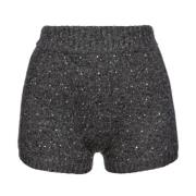 Pinko Grå ullblandningsrhinestone shorts Gray, Dam