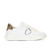 Philippe Model Vita Läder Leopard Print Temple Sneakers White, Dam