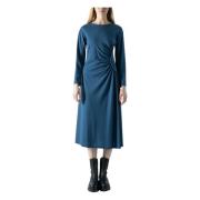 Max Mara Weekend Elegant Midi Klänning med Båtringning Blue, Dam