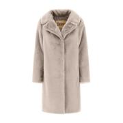 Herno Mjuk Fuskpälsjacka Elegant Stil Beige, Dam