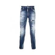 Dsquared2 Faded Distressed Skinny Jeans för Män Blue, Herr