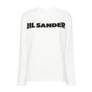 Jil Sander Logotryck Vit Bomull T-shirt White, Dam