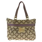 Coach Pre-owned Pre-owned Canvas handvskor Beige, Dam