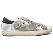 Golden Goose Silver Superstar Sneakers Taupe Svart Gray, Dam