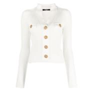 Balmain Vita Knäppta Stickade Koftor White, Dam