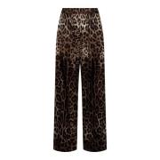 Dolce & Gabbana Leopardmönstrade Satinpyjamasbyxor Brown, Dam