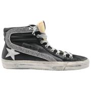 Golden Goose Svart Silver Glitter Linje Sneakers Slide Black, Dam