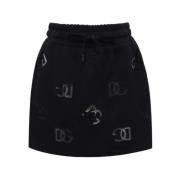 Dolce & Gabbana Monogram Logo Svart Kjol Elastisk Midja Black, Dam