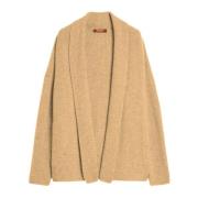 Max Mara Studio Beige Kofta med Shawl Krage Beige, Dam