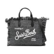 MC2 Saint Barth Tweed Axelväska Svart Vit Check Black, Dam