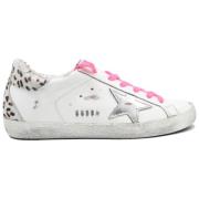 Golden Goose Vit Silver Stjärna Leopard Sneakers White, Dam