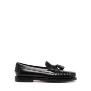 Sebago Svart Läder Tassel Slip-On Skor Black, Dam