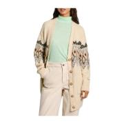 Pepe Jeans Fairisle Jacquard Stickad Kofta Vit Beige, Dam