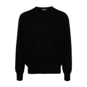 Tom Ford Midnight Blue Cashmere V-Neck Sweater Blue, Herr