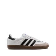 Adidas Vita Läder Samba Sneakers med Mocka White, Herr