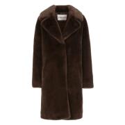 Stand Studio Brun Faux Fur Peak Lapel Kappa Brown, Dam