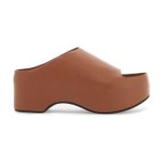 Marni Chunky Clog Sabot med Träplattform Brown, Dam