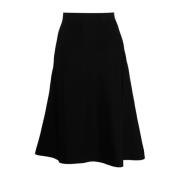 Jil Sander Svart Elastisk Stickad Midi Kjol Black, Dam