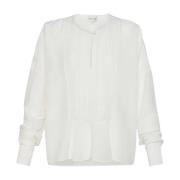 Forte Forte Bomulls- och silkeskjorta med georgette plastron White, Da...