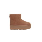 UGG Brun Mocka Flatform Boots med UGGplush™ Brown, Dam