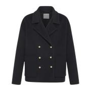 Forte Forte Kashmir Peacoat med Fickor och Metallknappar Black, Dam