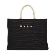 Marni Raffia Effekt Toteväska Black, Dam