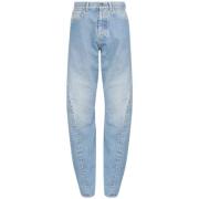 Maison Margiela Blå Tvättad Denim Jeans med Nitdetaljer Blue, Herr