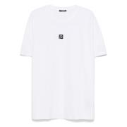 Balmain Vit PB Logotyp Broderad T-shirt White, Herr