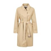 Max Mara Weekend Beige Gabardin Regnrock med Knappstängning Beige, Dam