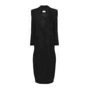 Patrizia Pepe Svart Pinstripe Flanellkappa Black, Dam