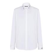 Balmain Poplinskjorta med broderad krage White, Herr