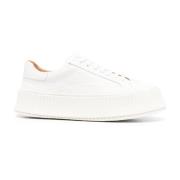 Jil Sander Vita Lädersneakers för Kvinnor White, Dam