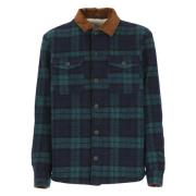 Saint Barth Blå Ull Overshirt med Tartan Mönster Blue, Herr