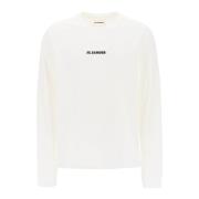 Jil Sander Långärmad T-shirt med avslappnad passform White, Herr