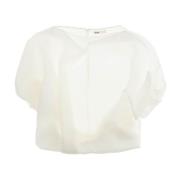 Khaite Silk Gazar Båthals Blus White, Dam