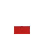 Carolina Herrera Röd Insignia Initialer Läder Plånbok Red, Dam