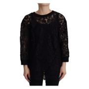 Dolce & Gabbana Lyxig Svart Blus med Långärmad Topp Black, Dam