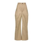 Maison Margiela Beige Twill Weave High-Waisted Trousers Beige, Dam