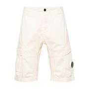 C.p. Company Beige Cargo Shorts med Linsdetalj Beige, Herr