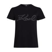 Karl Lagerfeld Svart Logo Strass T-shirt Black, Dam