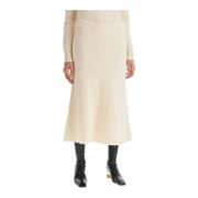 Jil Sander Utställd Ull Midi Kjol med Dragkedja Beige, Dam