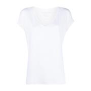 Majestic Filatures Mjuka V-ringade vita T-shirts och Polos White, Dam