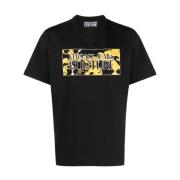 Versace Jeans Couture Logo Print Rund Hals Bomull T-shirt Black, Herr