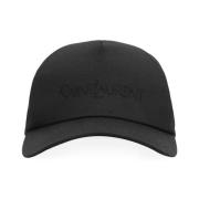 Saint Laurent Logo Baseball Cap Bomull Linne Black, Dam